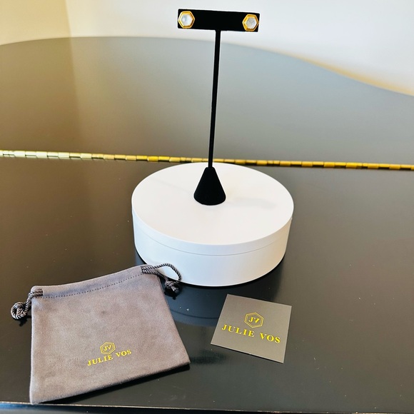 NWT authentic luxe minimalist Julie Vos Iridescent Clear geometric stud earrings - Picture 4 of 17